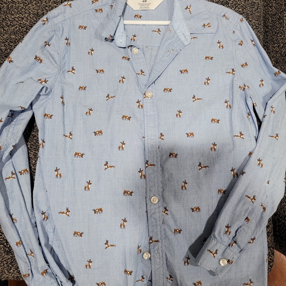 Boy's Light Blue Shirt with Animal Print